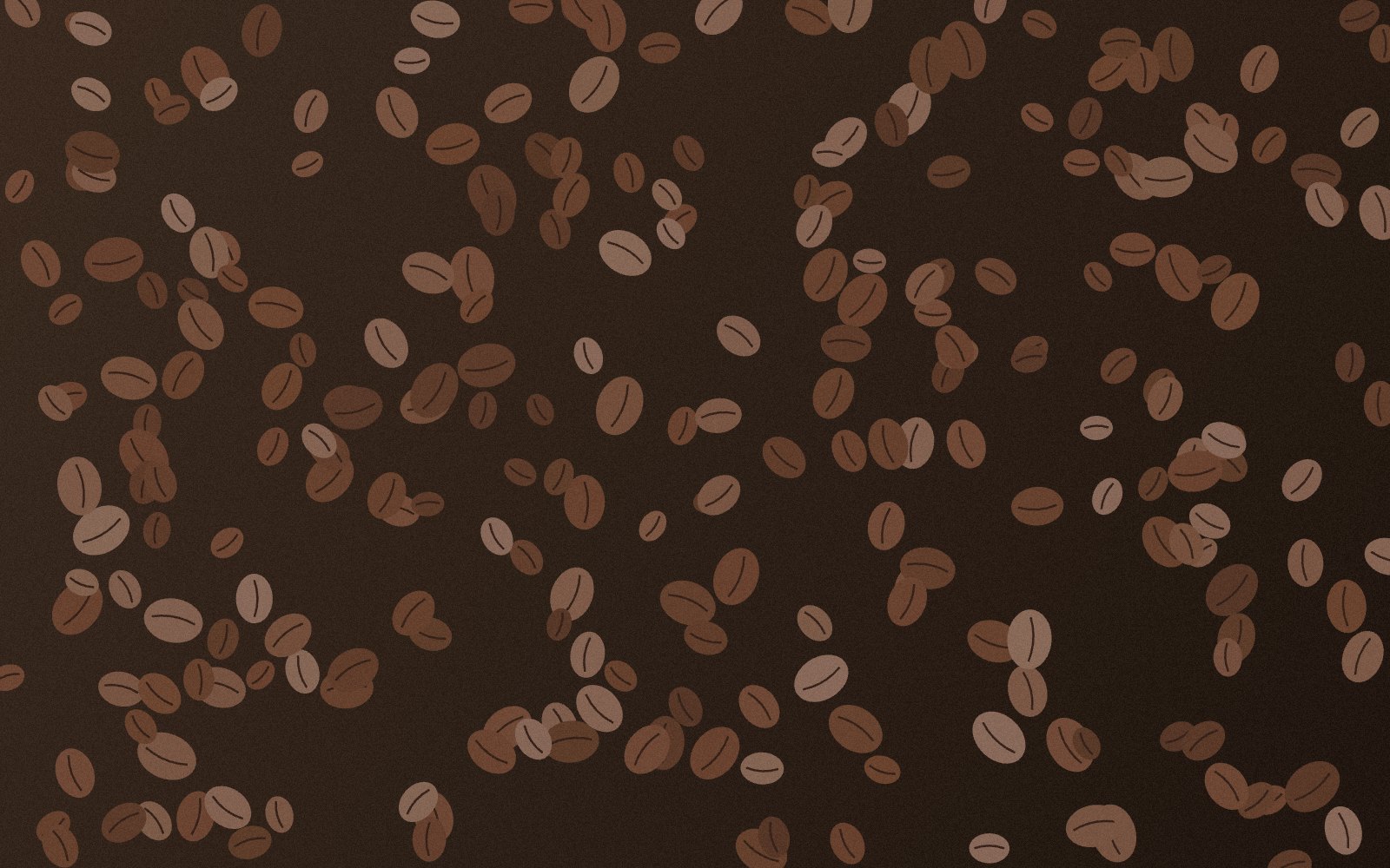 Brown coffee beans scattered on a dark brown background.